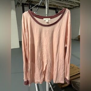 Nordstrom Treasure Bond Womens Top 2X Small Pink Long Sleeve Ringer T Shirt